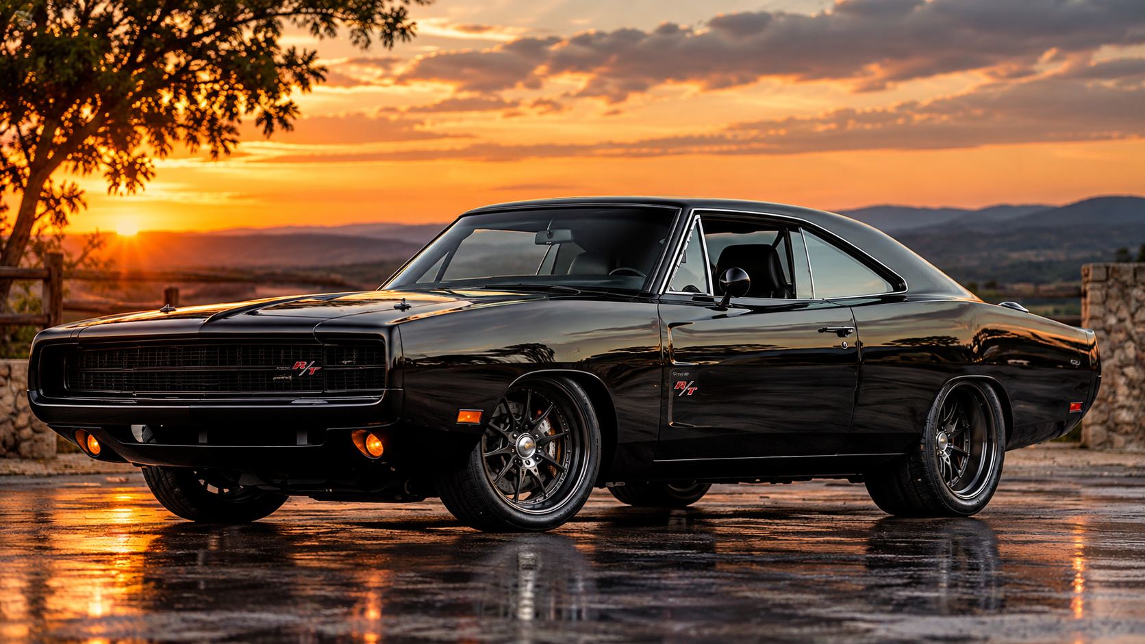 Dodge Charger R/T 1970 preto restaurado, exemplo de carroceria recuperada com peças fabricadas à mão